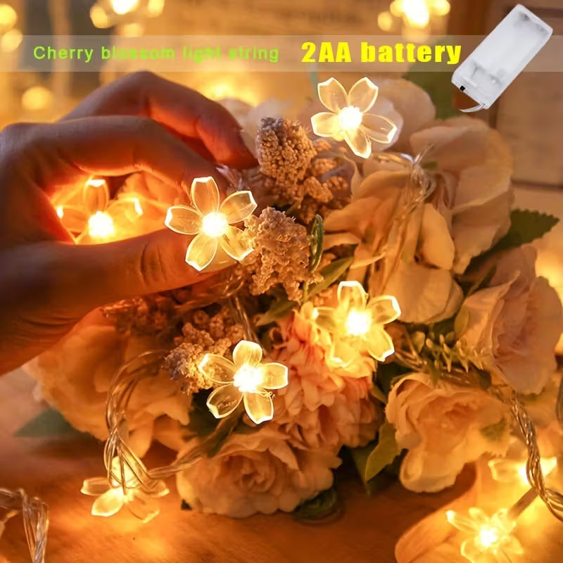 Cherry Blossom Fairy Lights, 1 String, Battery Operated