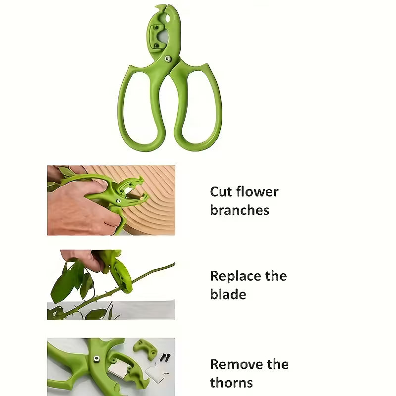 काँडा हटाउने सुविधासहित डुअल-ब्लेड फूल काट्ने कैंची