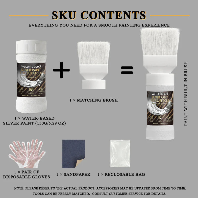 Water-Based Silver Paint for Metal & Wood-150g