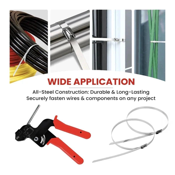 Stainless SteelCable Tie Tool withMetal Zip Ties