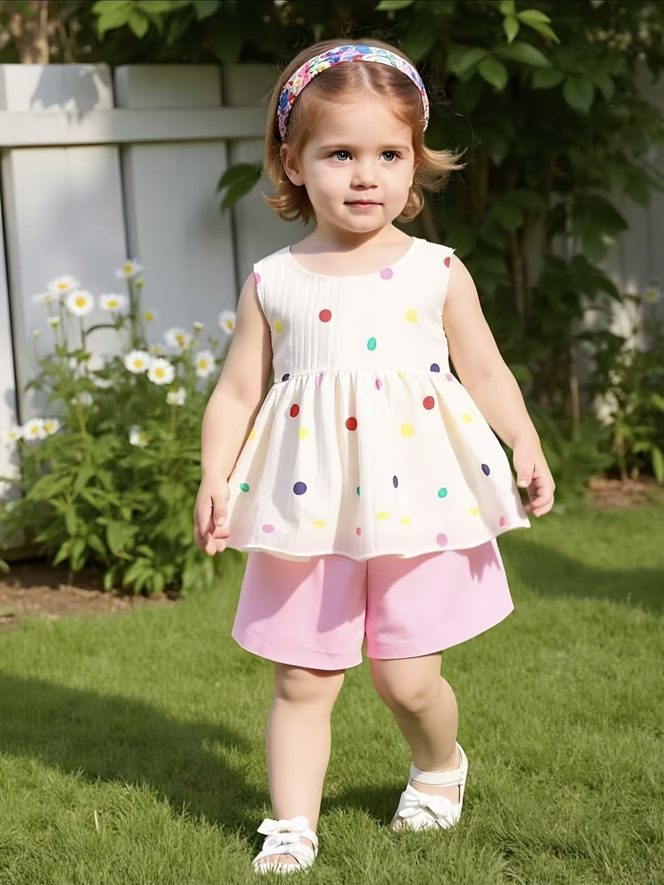 Baby Girl Polka Dot Top & Pink Shorts Set