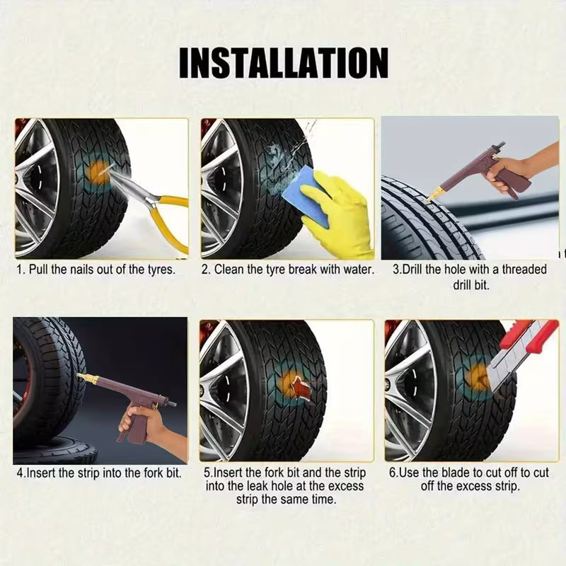 Car Tubeless Tire & Wheel Repair Gun Kit