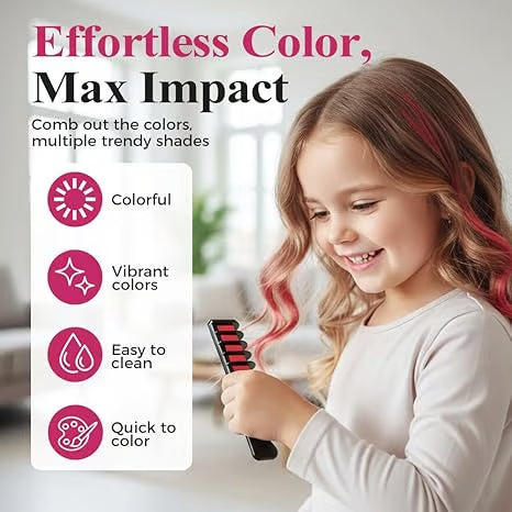 10-color hair dye chalk comb set, perfect for parties/cosplay, safe and washable,