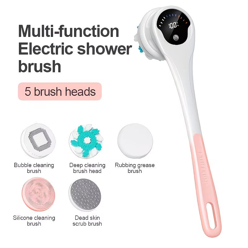 🔥 5-in-1 Electric Rotating Body Brush – USB Rechargeable for Deep Clean & Gentle Skin Care! ✨