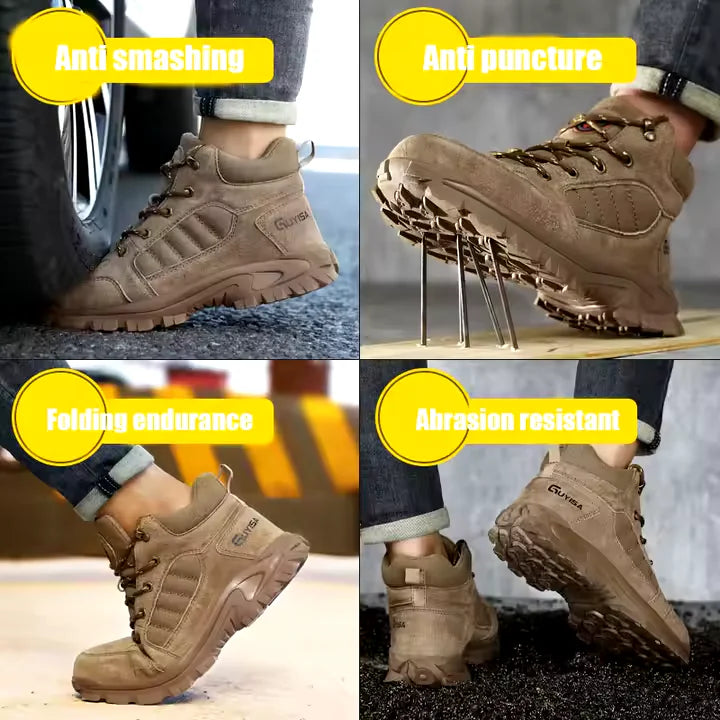 👷 पुरुषहरूको उच्च-कलर ठोक्किन प्रतिरोधी सुरक्षा जुत्ता 👷