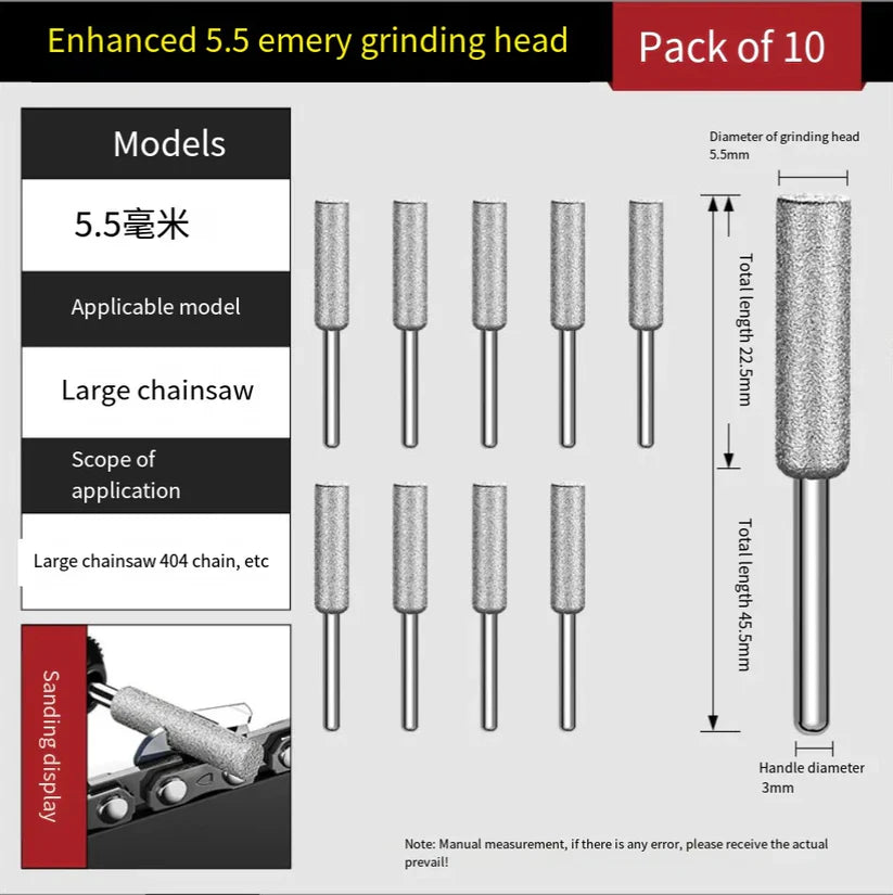 💎 १० टुक्रा डायमण्ड चेन सॉ शार्पनर सेट – टाइटेनियम कोटेड करन्डम ग्राइन्डिङ बिटहरू