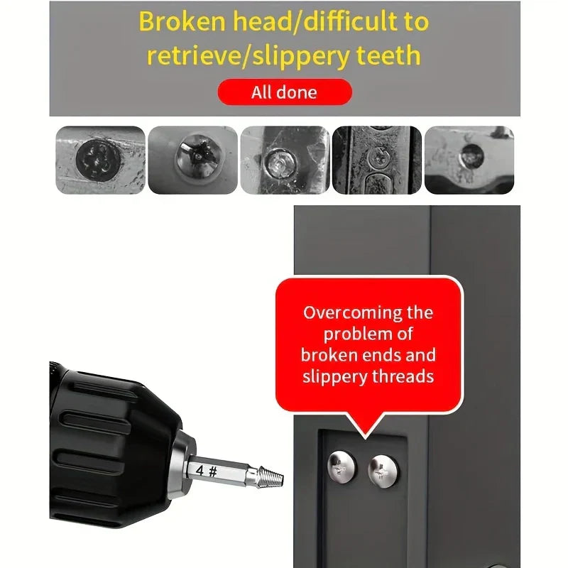 🛠️ Easily remove damaged screws! 5-Piece Extractor Drill Set – Fast, Safe, and Effective!