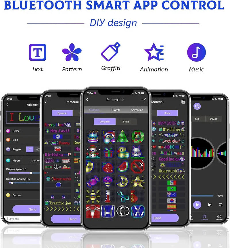 अल्ट्रा–थिन लचिलो ब्लुटुथ LED स्क्रिन