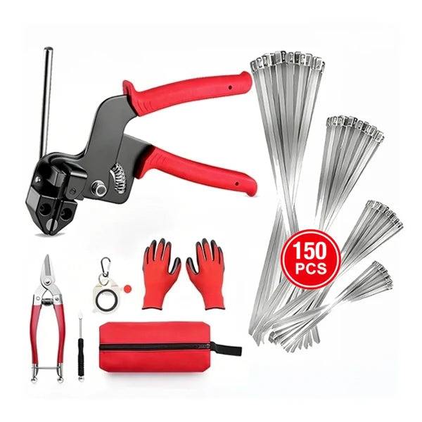 Stainless SteelCable Tie Tool withMetal Zip Ties