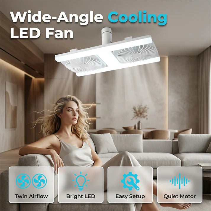 2-in-1 LED Ceiling Fan Light – Dual Cooling, Ultra Bright, Tool-Free Install 🌀
