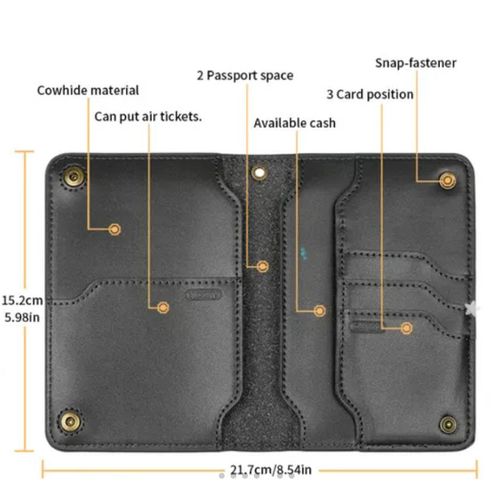 Fitron Cowhide multifunctional wallet passport bag travel ticket storage passport holder