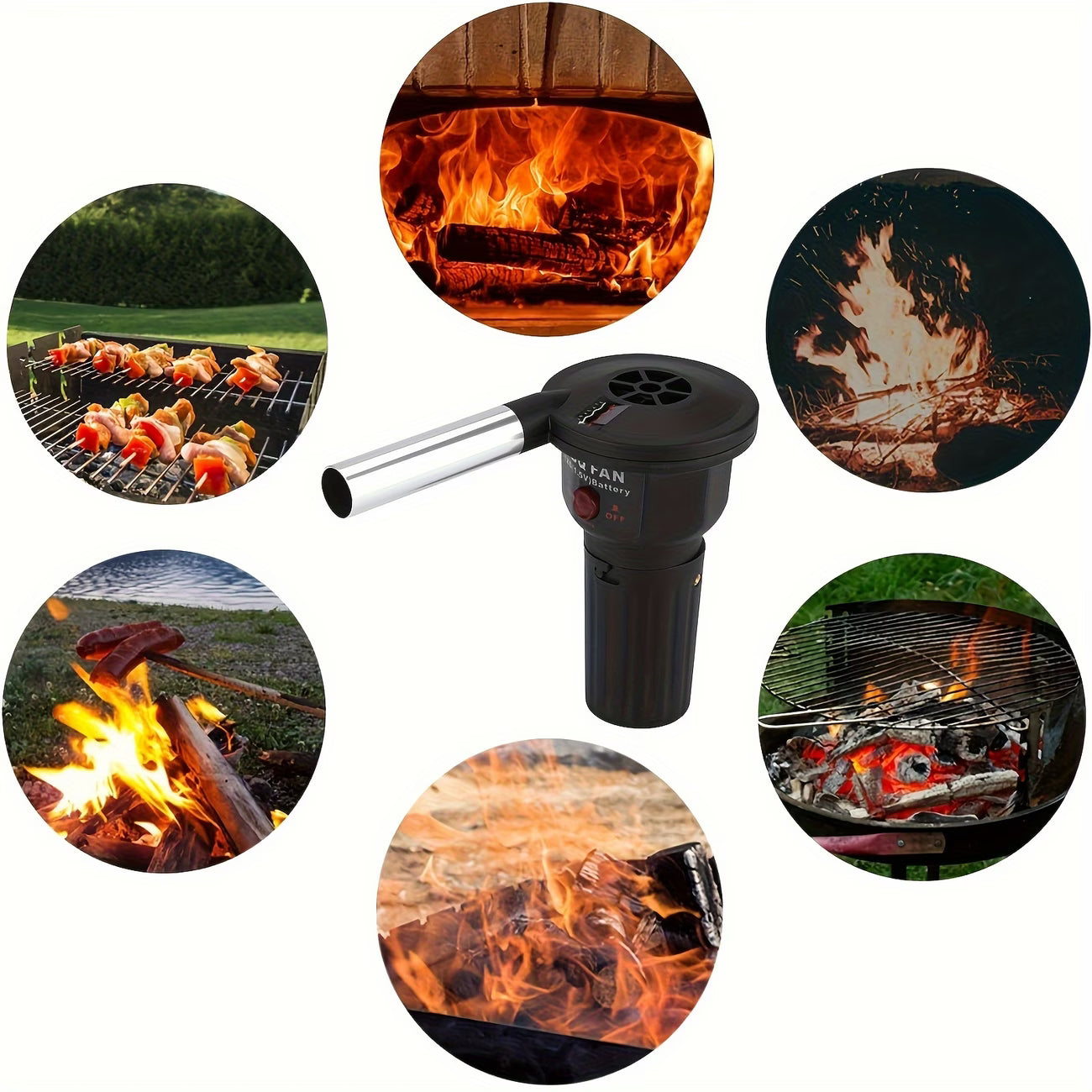 Portable Battery-Powered BBQ Fan Blower