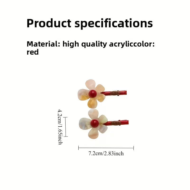 2pcs Colorful Flower Hair Clips