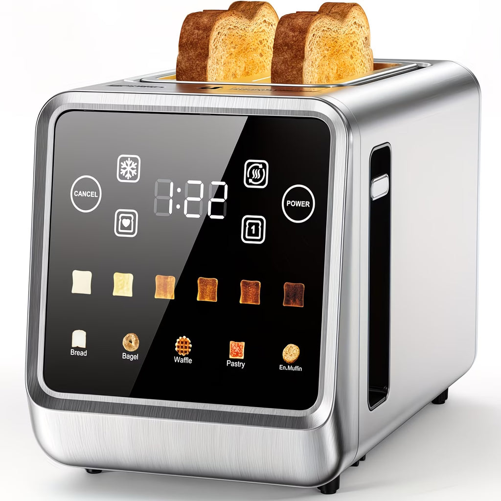 2-Slice Smart Touchscreen Stainless Steel Toaster with Memory Function