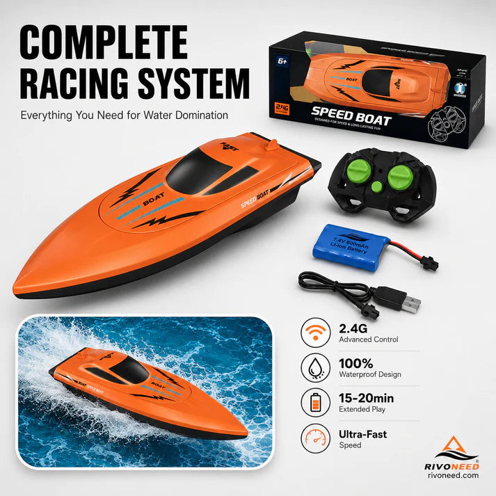 🌊Dual‑Motor RC Boat – Twin engines, 2.4GHz control, waterproof & impact‑resistant