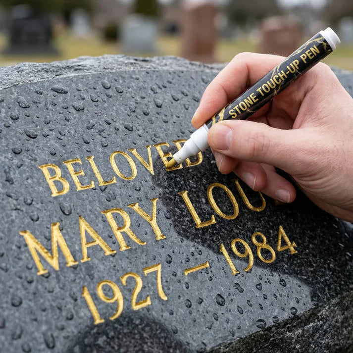 💛 Golden Tombstone Marker – Restore Names & Dates, Weatherproof & Precise ✍️🕊️