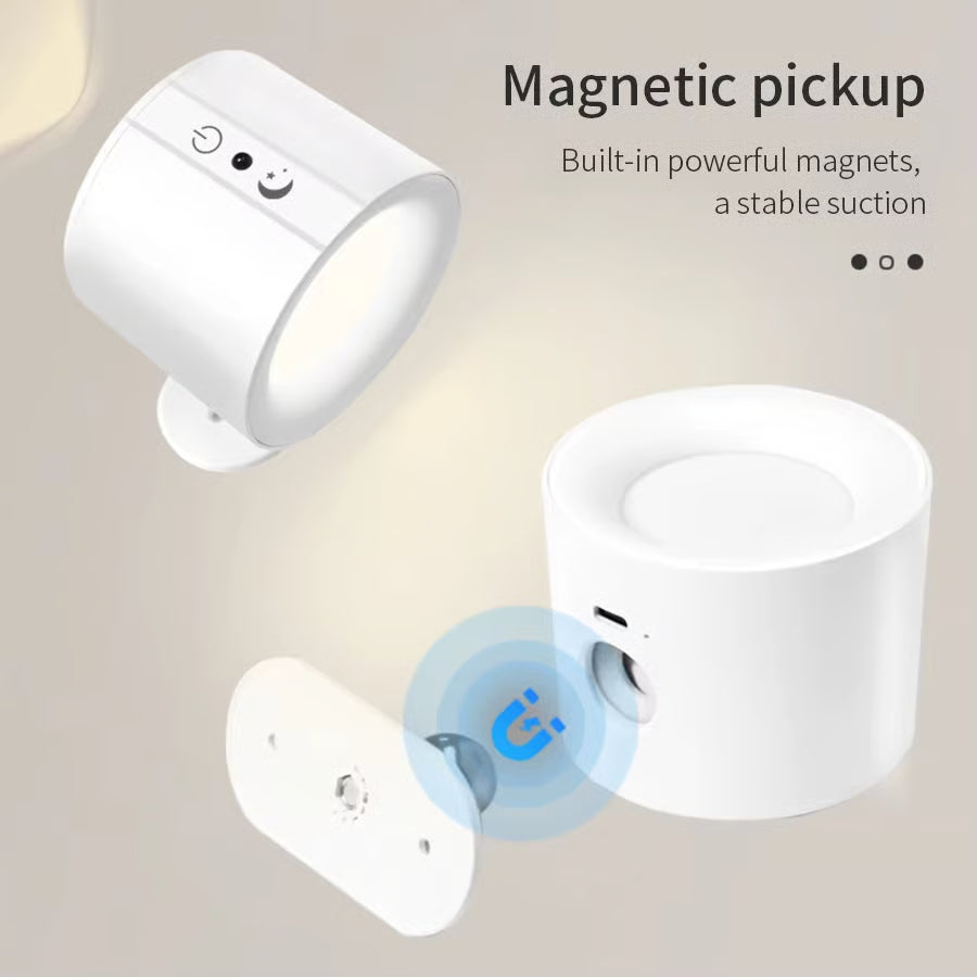 360° Rotatable Rechargeable Touch Wall Lamp with Double Sided Light Source