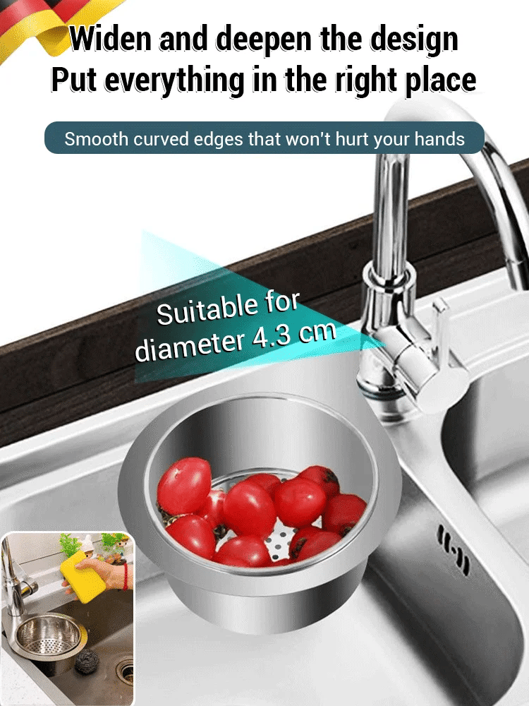 🎁Stainless steel drain basket for kitchen sink