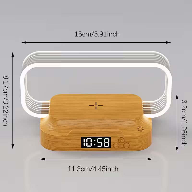 Tech Multifunctional Wireless Charging Desk Lamp with Clock