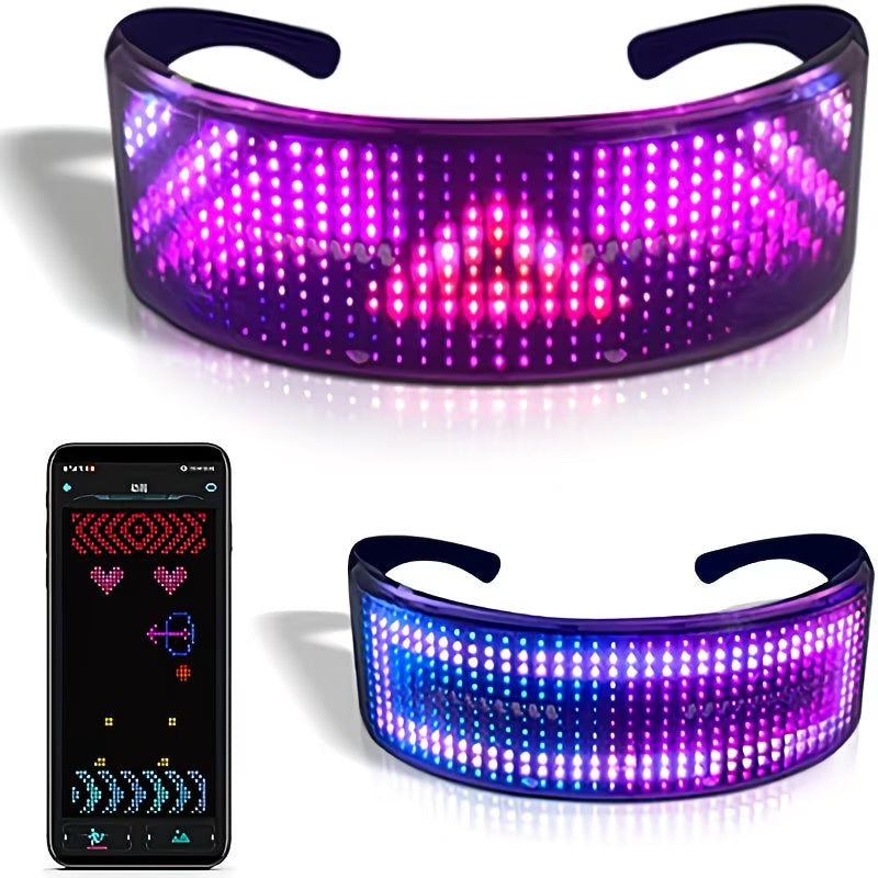 🔥 App-Controlled Full-Color LED Glasses – Customize Dynamic Lights for Parties & Festivals! 🎉