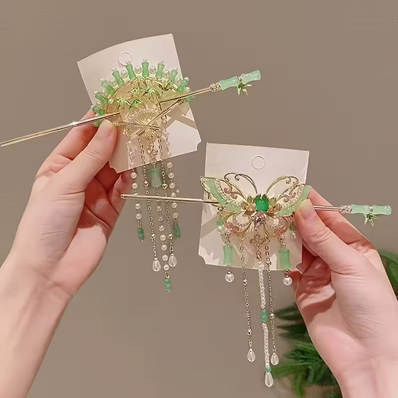 परम्परागत चिनियाँ महिला मथुरो बटरफ्लाइ हेयरपिन