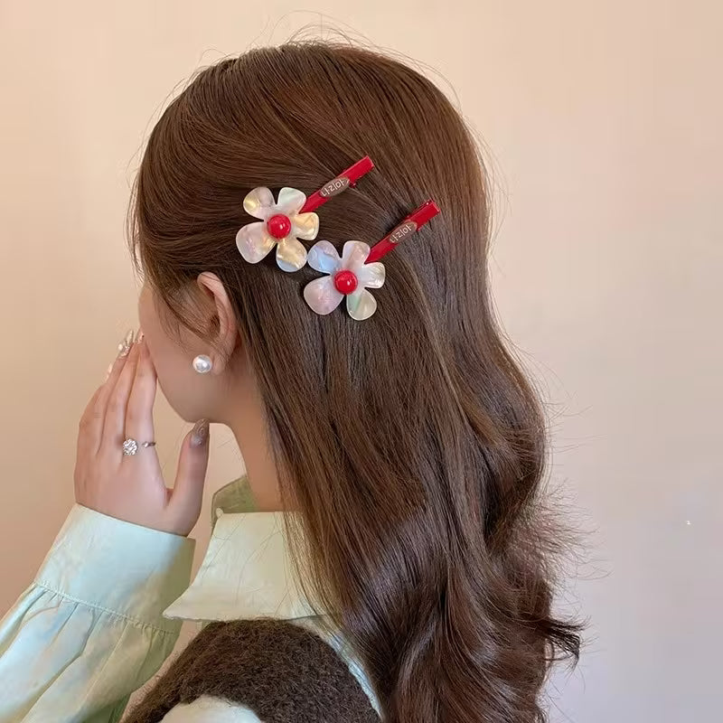 2pcs Colorful Flower Hair Clips