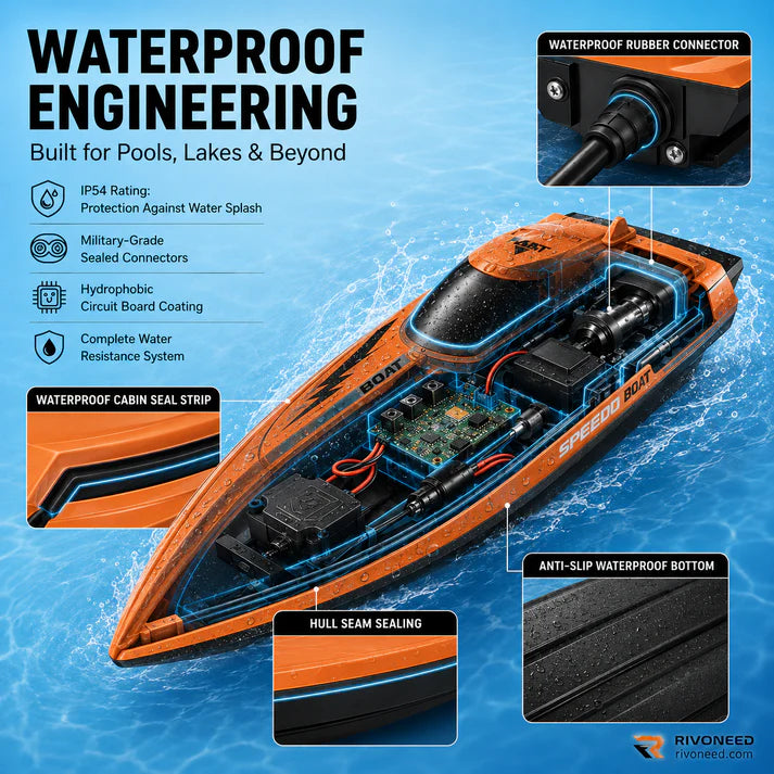 🌊Dual‑Motor RC Boat – Twin engines, 2.4GHz control, waterproof & impact‑resistant