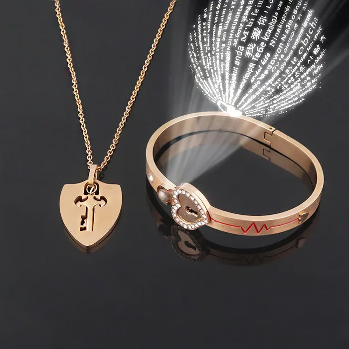 Lock Bracelet and Key Necklace Set🗝