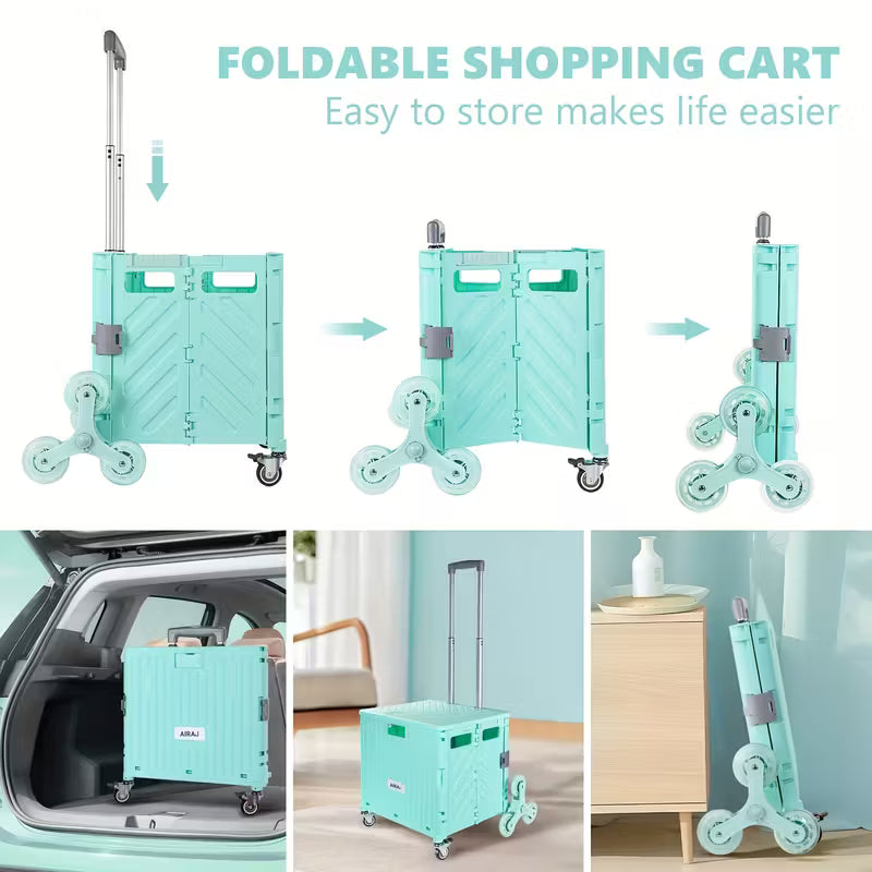 एयराज फोल्डेबल शपिङ बास्केट र ट्रली – किनमेल र क्याम्पिङका लागि