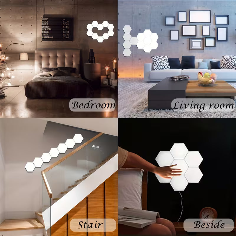 6-Pack Modern Touch-Controlled Hexagonal LED Wall Lights