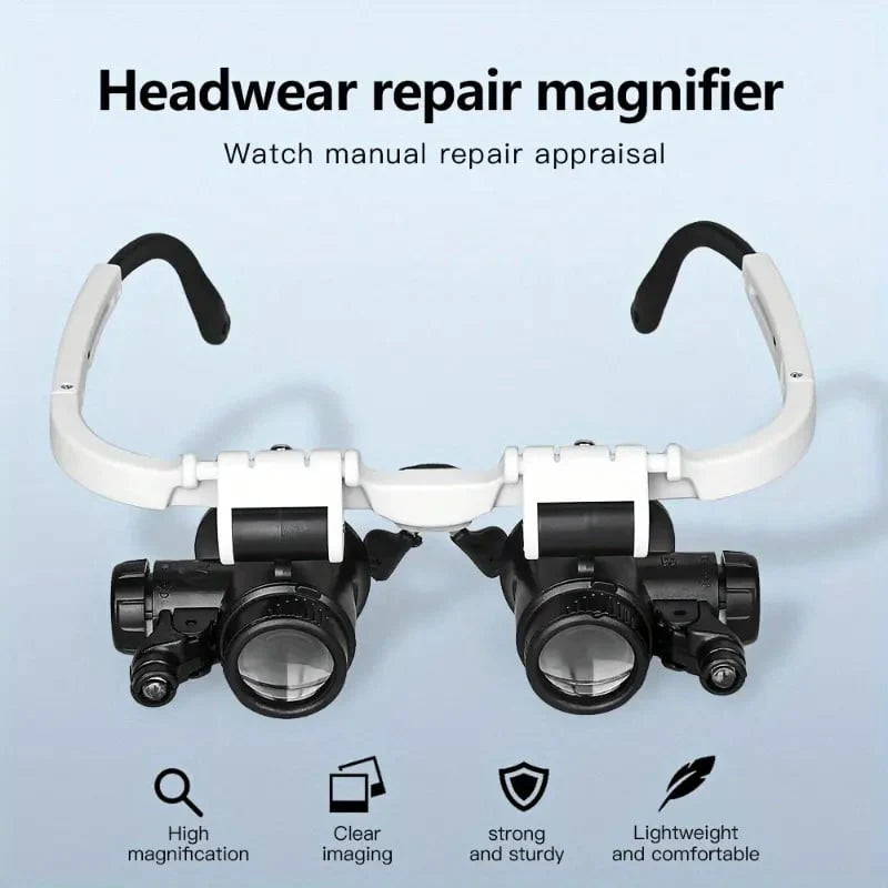 🎁👓 Head Wearing Magnifying Glass with LED Light Headband