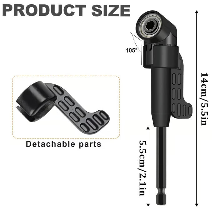 6Pcs Right Angle Drill Attachment Set with 105° Angle Drill Adapter and Impact Grade Socket Adapter