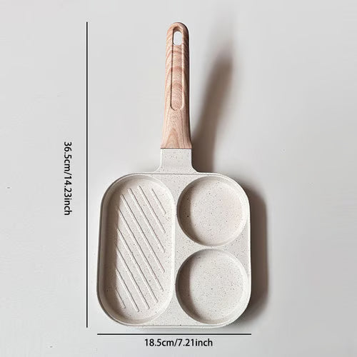 ३-इन-१ ब्रेकफास्ट फ्राइ प्यान - नन-स्टिक, छिटो समान रूपमा तताउने र सजिलै सफा हुने