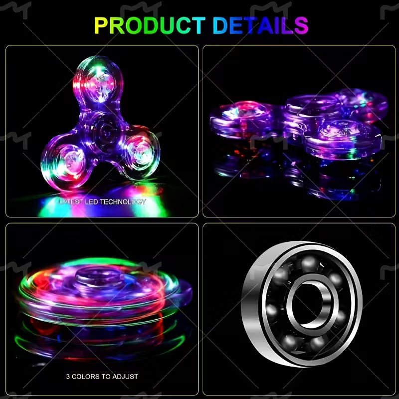 रङीन फिङ्गर स्पिनर, उज्यालो घुम्ने रमाइलो फिजेट स्पिनर