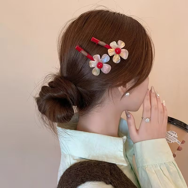 2pcs Colorful Flower Hair Clips