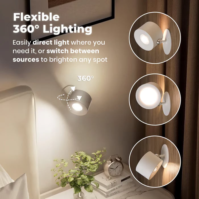 360° Rotatable Rechargeable Touch Wall Lamp with Double Sided Light Source