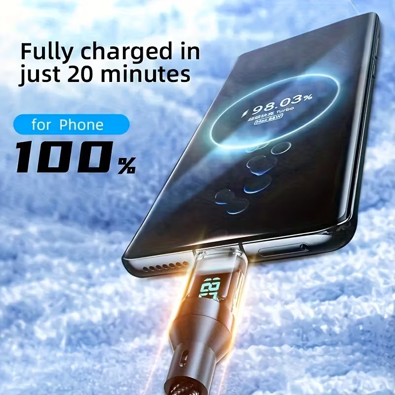 180W सुपर फास्ट चार्जिंग USB A to Type-C केबल With LED Digital Display