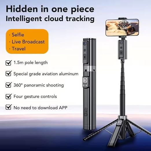 AOCHUAN Smart M3 Handheld Selfie Stick Equipped With AI Tracking And 360° Rotation Without Blind Spots For Smartphone Photograph