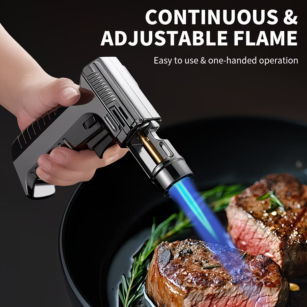 Butane Torch Lighter with Safety Lock & Adjustable Flame