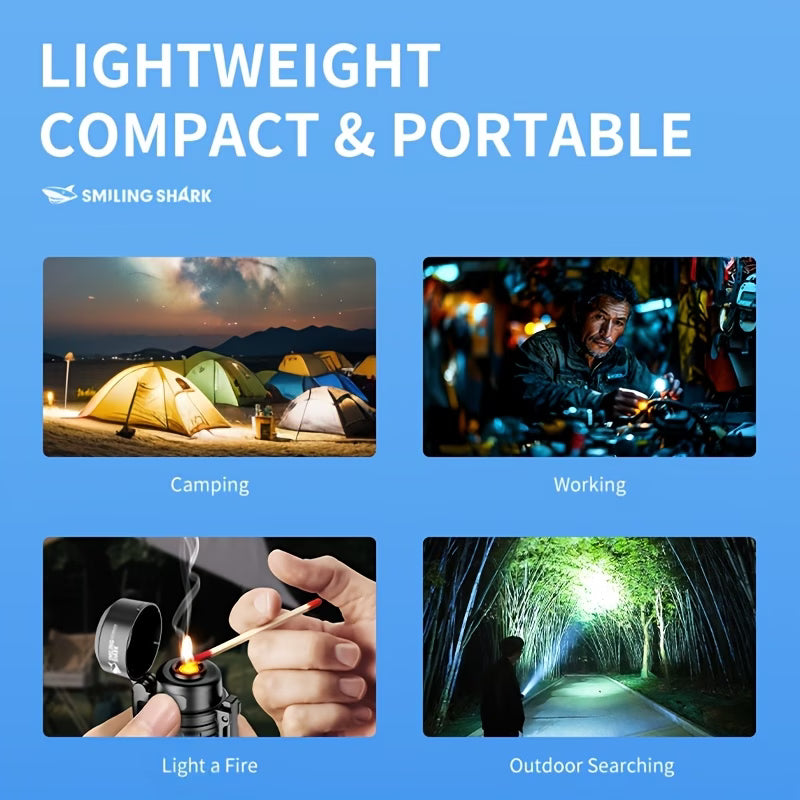 Smiling Shark 2-In-1 Flashlight, Rechargeable LED Work Light