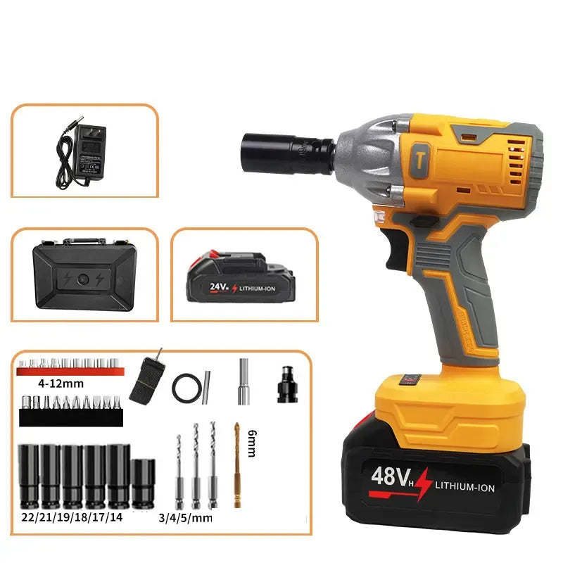 💪Built for Tough Jobs! Electric Impact Wrench + 13pcs Kit🧰🔥