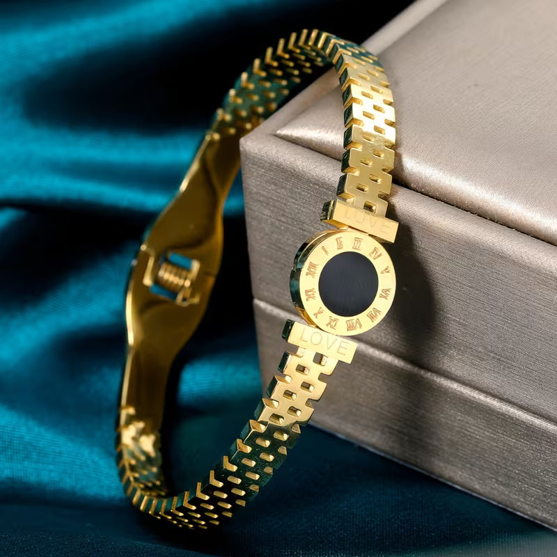 A Golden Stainless Steel Bracelet for Men And Women