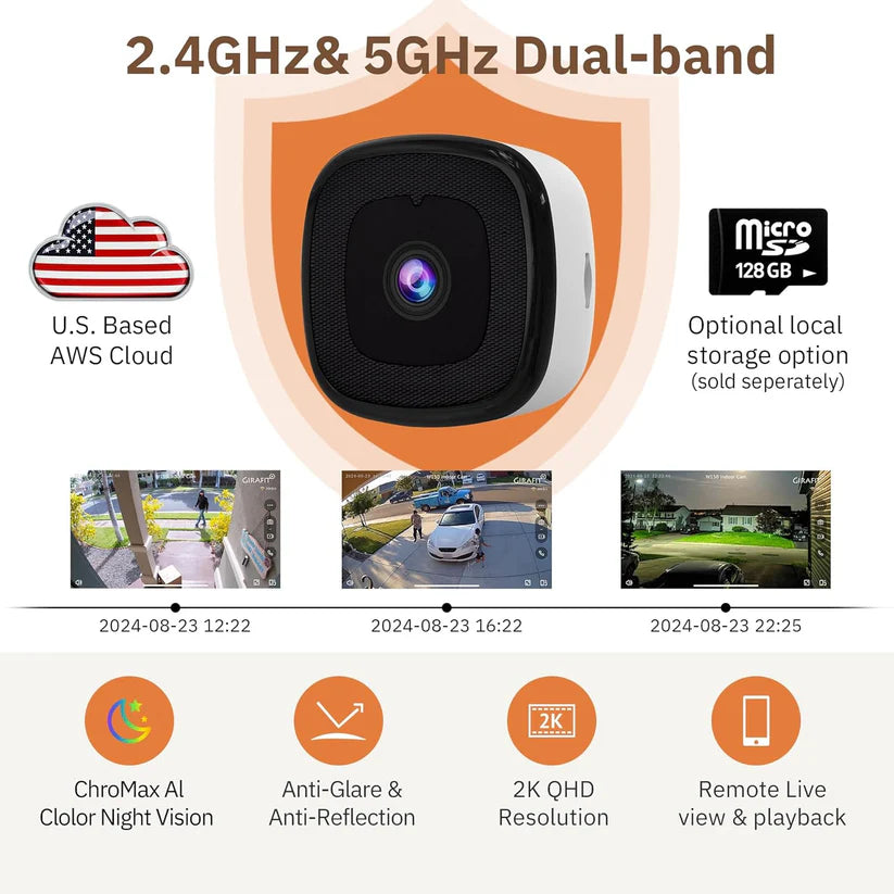 3MP 2K Window Camera,2.4GHz & 5GHz WiFi Indoor