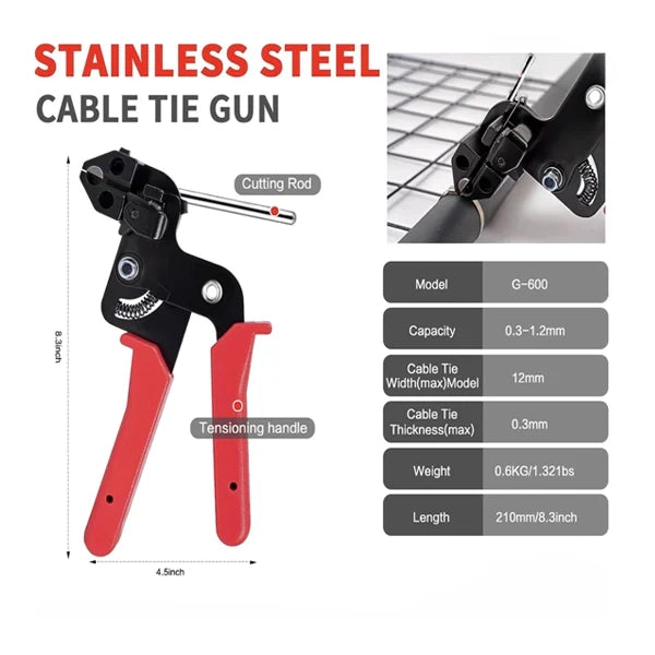 Stainless SteelCable Tie Tool withMetal Zip Ties