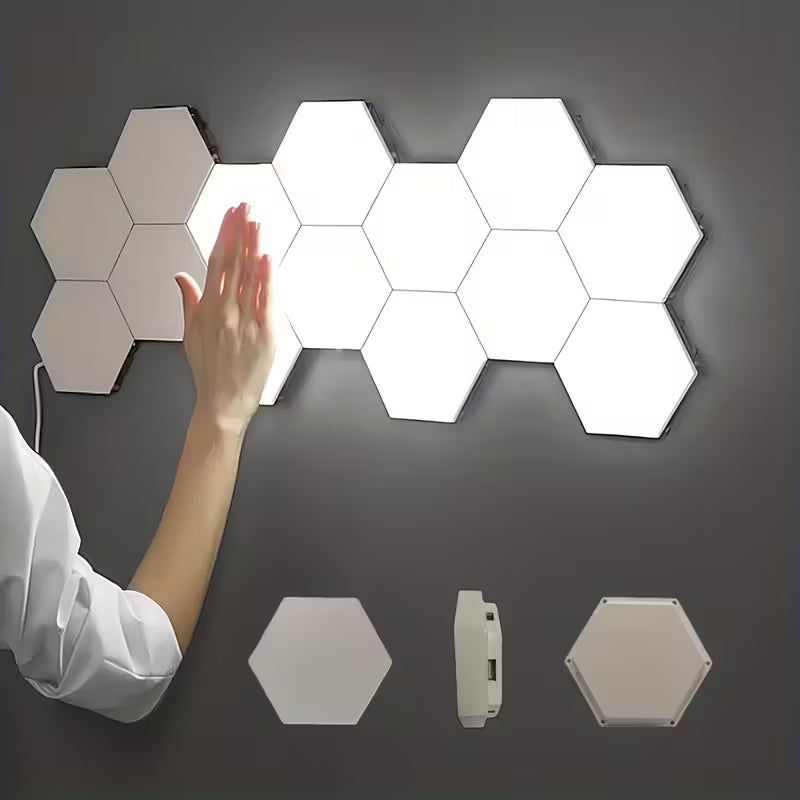 6-Pack Modern Touch-Controlled Hexagonal LED Wall Lights