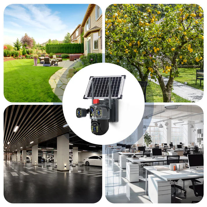 🎥 Triple-Lens Solar 360° Dome Camera