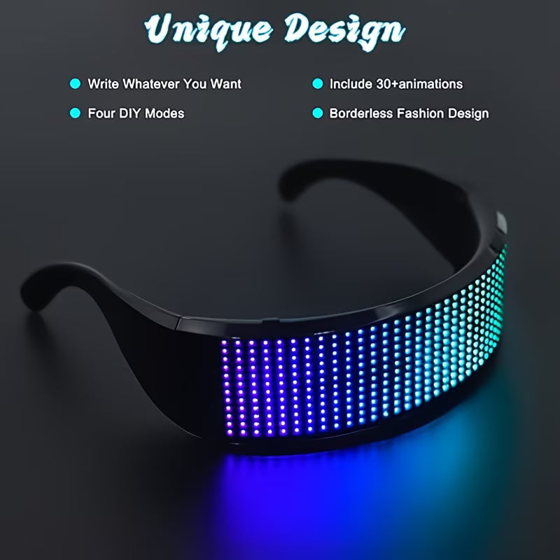 🔥 App-Controlled Full-Color LED Glasses – Customize Dynamic Lights for Parties & Festivals! 🎉