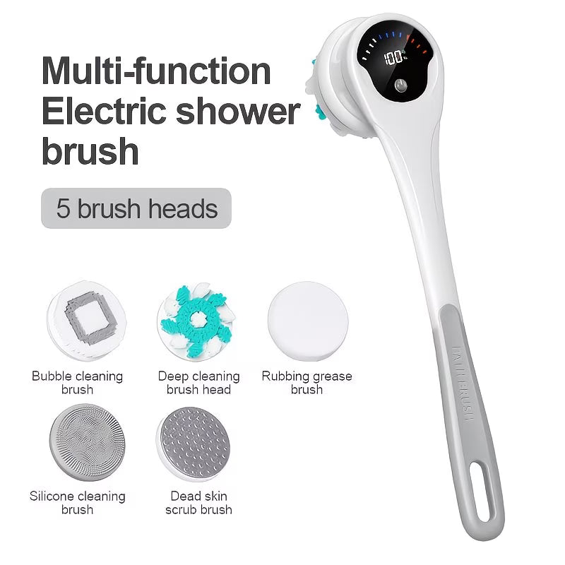 🔥 5-in-1 Electric Rotating Body Brush – USB Rechargeable for Deep Clean & Gentle Skin Care! ✨