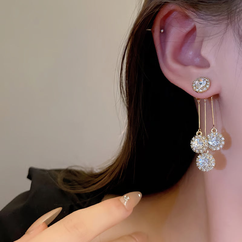 Zircon Round Petal Earrings