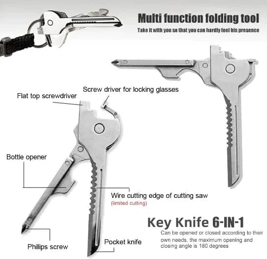 🗝️ छवटा कार्य भएको बहु-उपयोगी कुञ्जी चक्कु